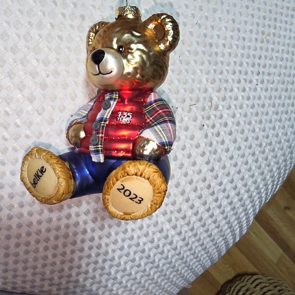 BELK 2023 CHRISTMAS BELKIE BEAR GLASS ORNAMENT